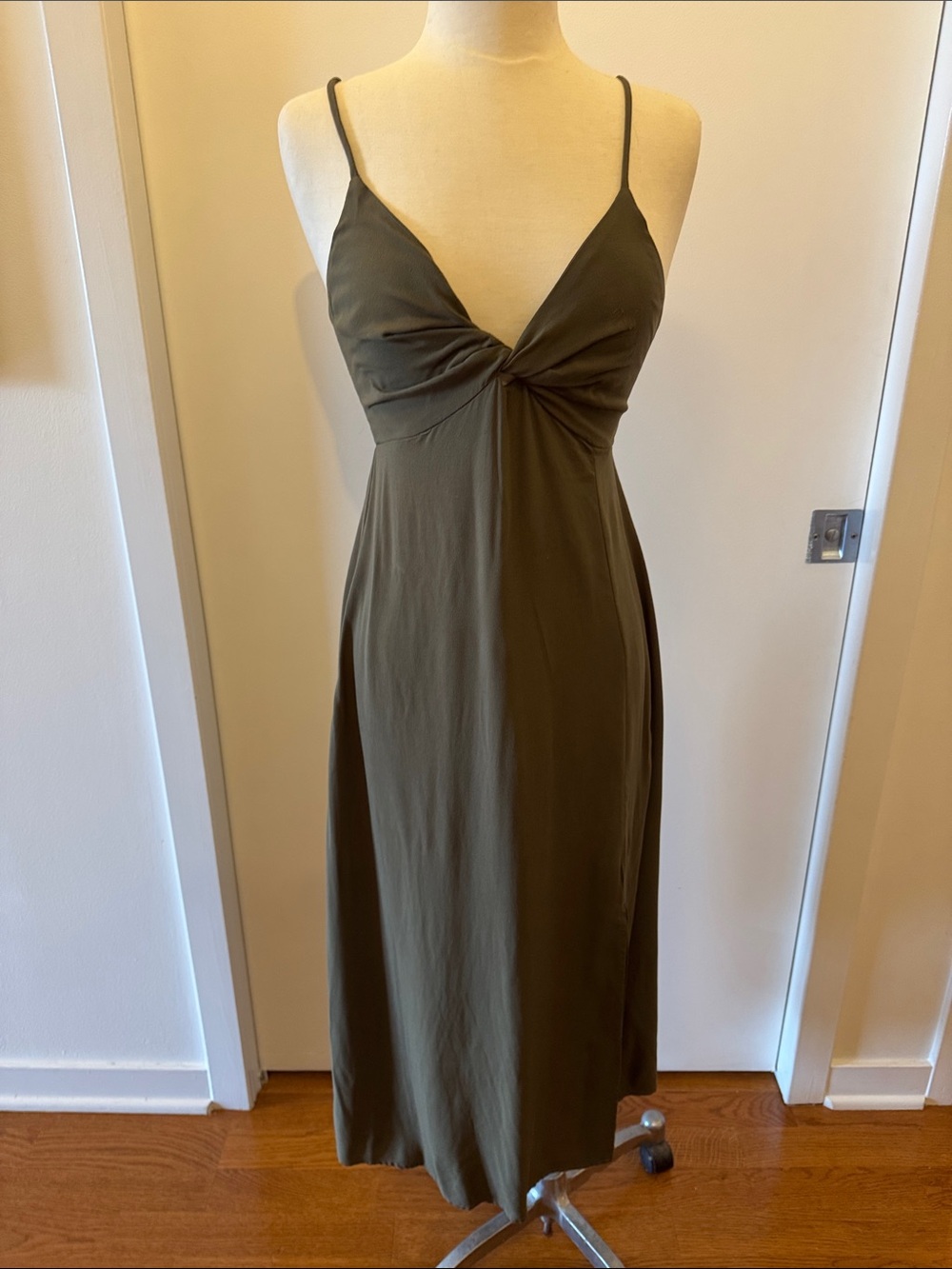 NWT Final Touch Olive Green Twist-Front Dress